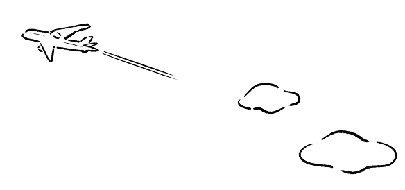 雲と飛ぶ鳥の後ろ姿のイラスト