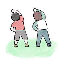 体操をする2人のイラスト"